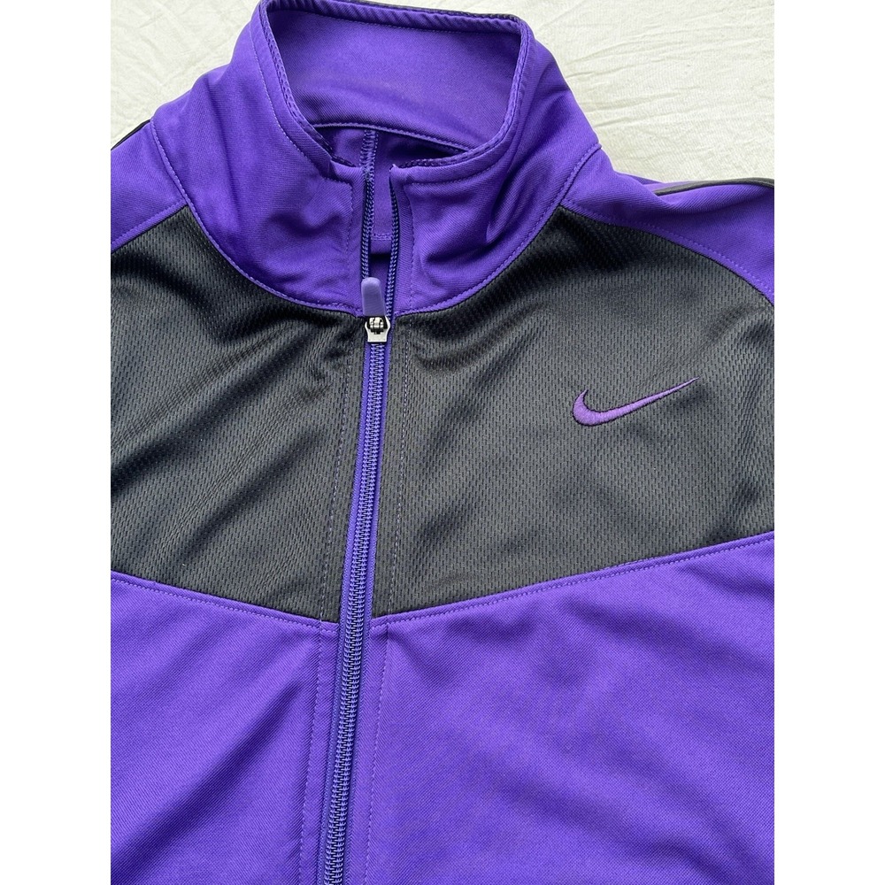 Nike Jacket Women's S Purple Black Swoosh Full Zip Track Jacket Running Active